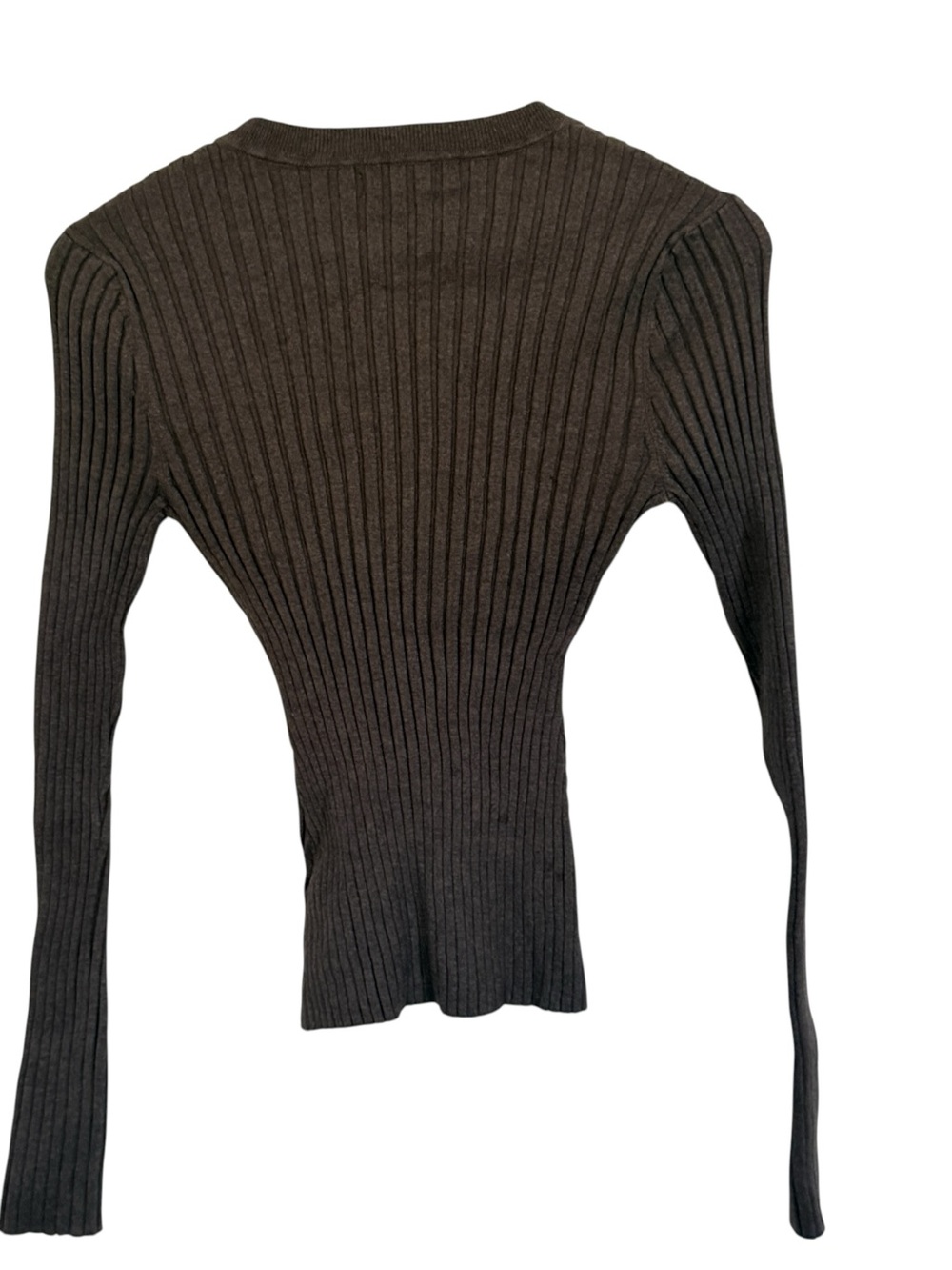 Quince Cotton Cashmere Ribbed Long Sleeve Sweater Mocha Heather Women’s Size L - Picture 4 of 7